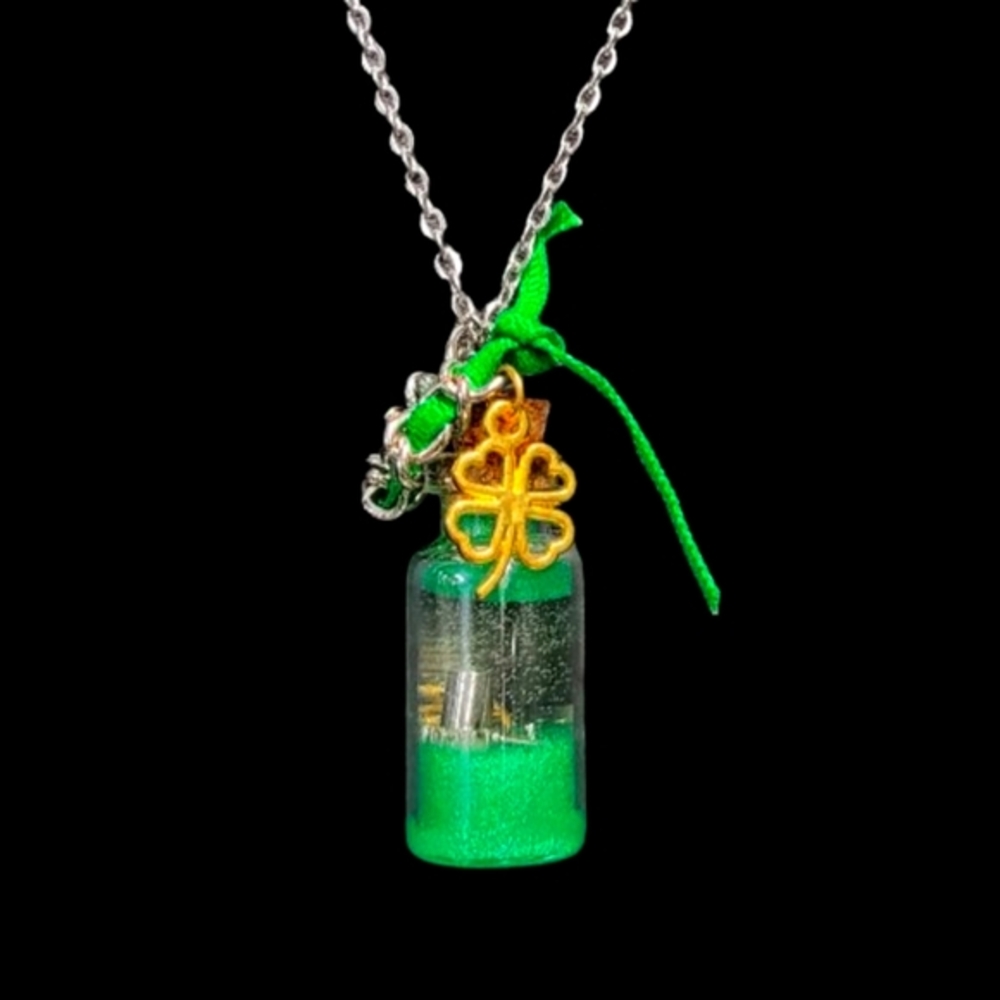 Handmade Steampunk St. Patrick's Watch Part Gears in Resin Necklace-NWT